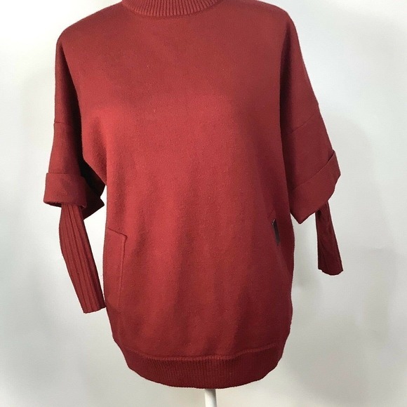 WOMENS Bocuse d'Or Sweater Tight Knit Burgundy Long Sleeve Fits M/L Pockets - Picture 3 of 10